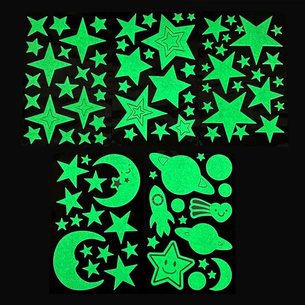 

wall stickers 1pcs/sheet moon and stars luminous fluorescent decal glow in the dark baby kids bedroom ceiling nursery home decor