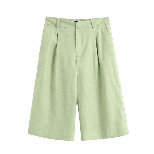 

casual linen knee length pants woman summer 2021 fashion female comfortable loose trousers p1696 women's & capris, Black;white