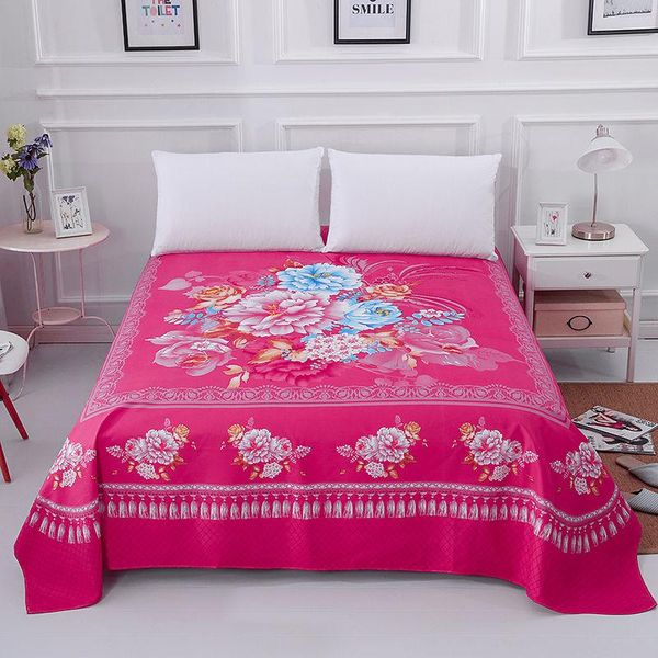 

sheets & sets thicken brushed flat sheet soft sanding king size bed red wedding 245x245cm no case