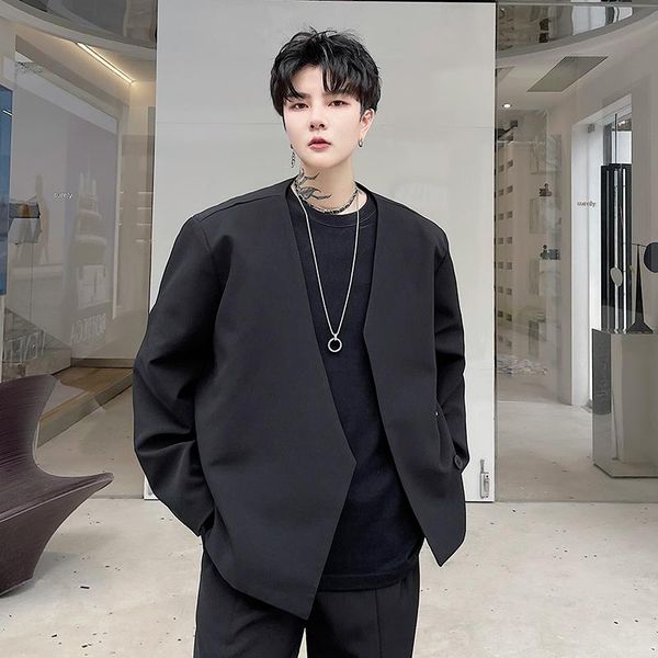 

men's suits & blazers autumn dark department high sense minority short suit korean hairdresser youth loose coat trend, White;black