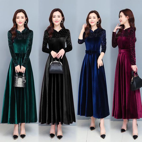 

casual dresses coigarsam women dress autumn wine red black green blue robe vestidos, Black;gray