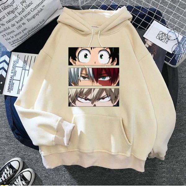

men's hoodies & sweatshirts my hero academia casual fashion japanese cartoon loose hoodie comfortable creativity streetwear male, Black