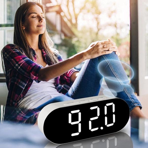 

other clocks & accessories digital led alarm clock 12/24h battery usb port charge desk portable with mirror large display snooze for bedroom