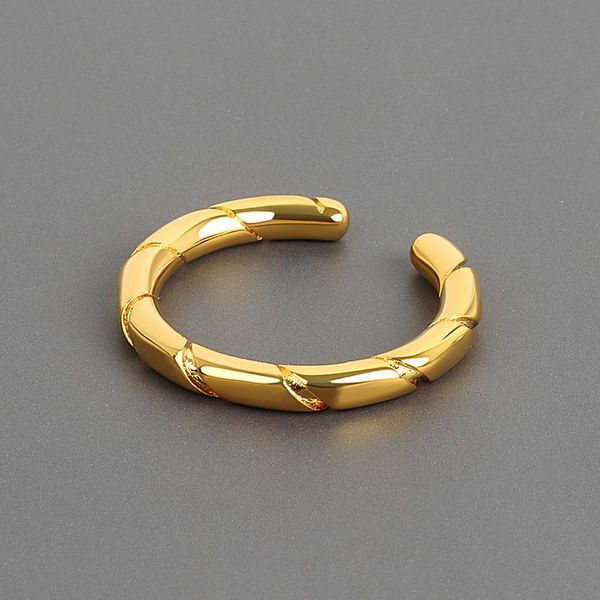

cluster rings minimalist 925 sterling silver irregular inclined winding texture for women trendy creative open women's ring wholesale, Golden;silver