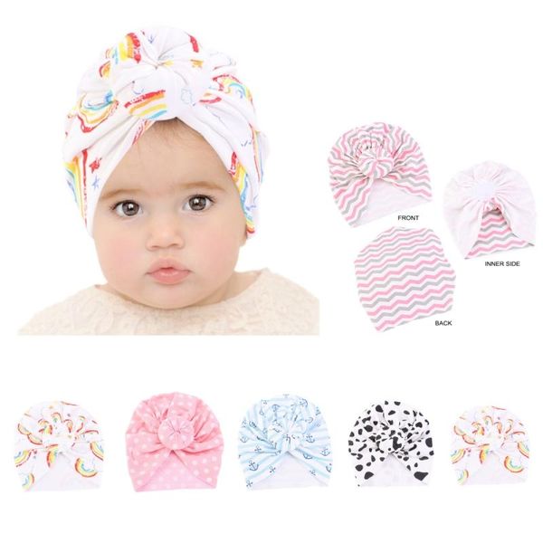 

caps children's turban four seasons baby print variety patterns sweet styles hats dome &, Yellow