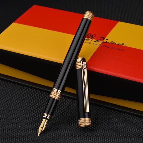 

fountain pens picasso pimio 909 space time of london metal black pen with golden/silver clip original box fine nib luxury office gift