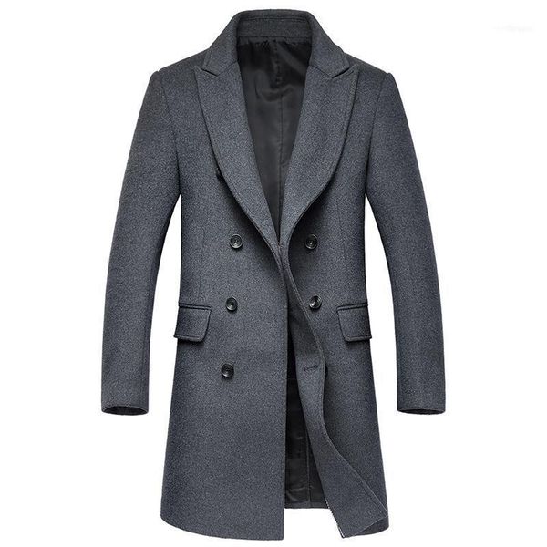 

men's wool & blends justar autumn long fashion casual woolen coat1, Black
