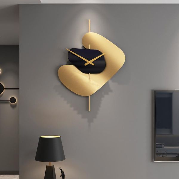 

wall clocks luxury gold creative clock modern design mute nordic unique shape living room metal klok decorations home ag50zb