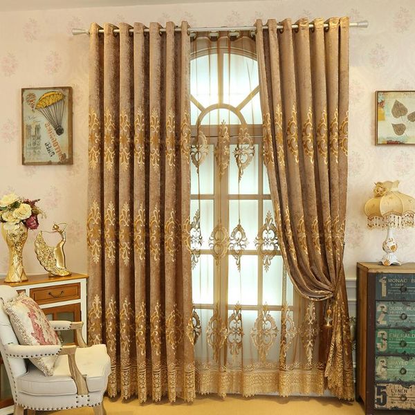 

curtain & drapes embroidered curtains european style for living room bedroom brown luxury -bedroom blackout