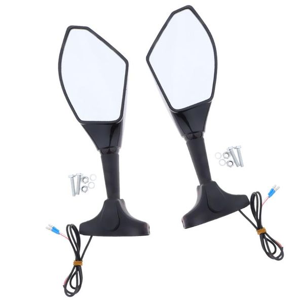 

handlebars 1 pair of motorcycle led turn signal integrated indicator rearview mirrors for racing bike sport (smooth black+clear lens)