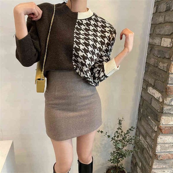 

women's sweaters colorfaith women autumn winter knitted checkered warm thicken fashionable wild vintage pullovers sw1555jx jr60, White;black