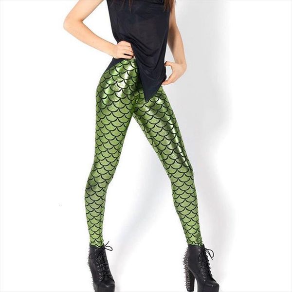 

mermaid fish women leggings scale leggins black milk digital pants print