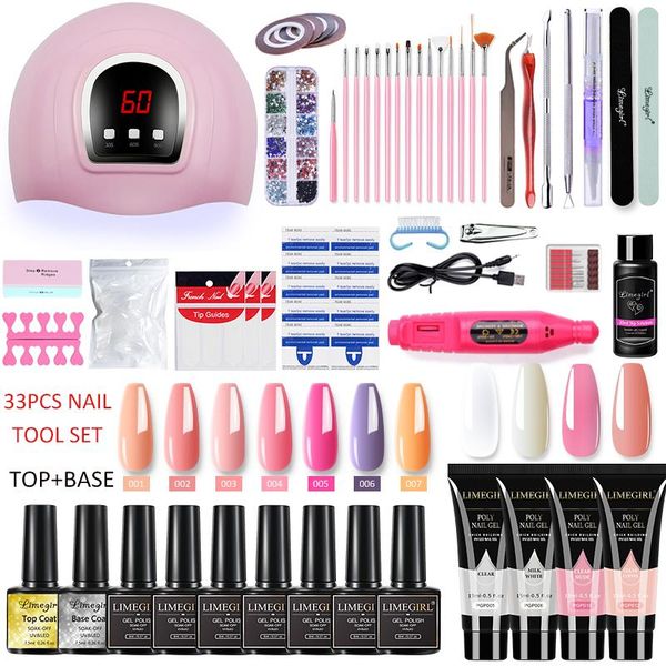 

nail art kits acrylic gel poly kit extension glitter uv building jelly polish enhancement manicure set