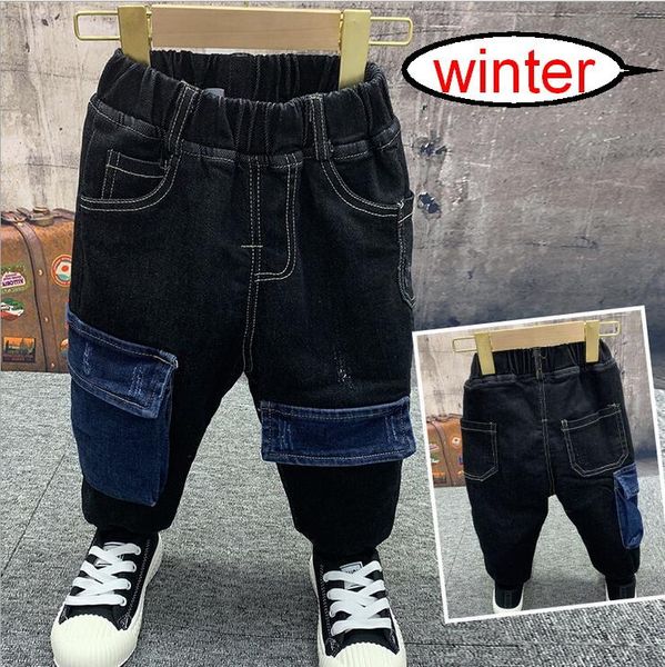

jeans baby boys clothing thicken winter warm children pants thick fleece jean 2-6years, Blue