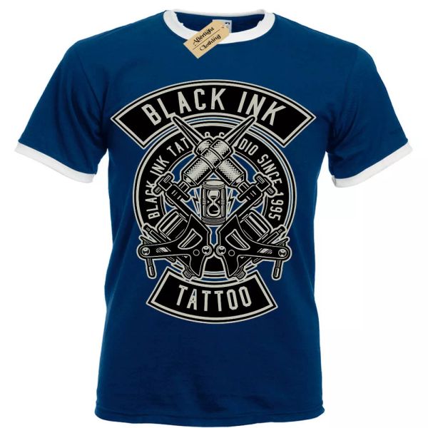 

black ink tattoo shirt tattoist artist man ringer, White;black