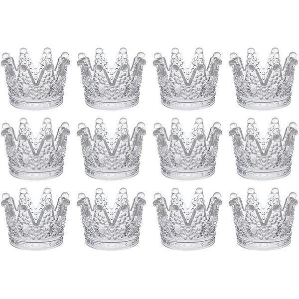 

votive candle holders set of 12 crown glass tealight holder for wedding, party and home decor (clear)