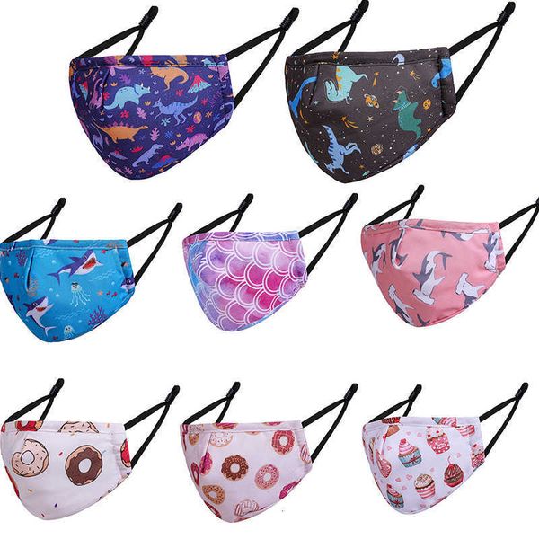 

kid face mask multi color masks printing cartoon pattern anti-dust breathable protective creative facemask girls boys wearing washable esbz