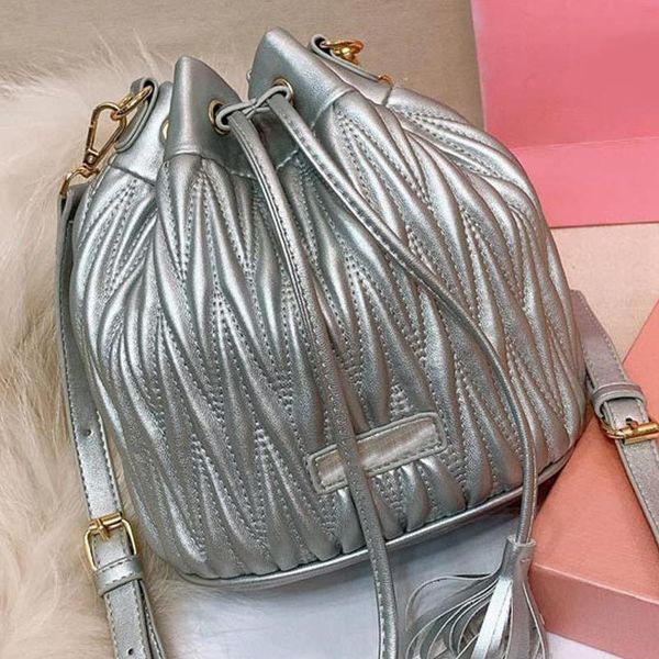 

crossbody bucket bag handbag fashion pleated women transparent shoulder bags plain string letter thread, Red;black