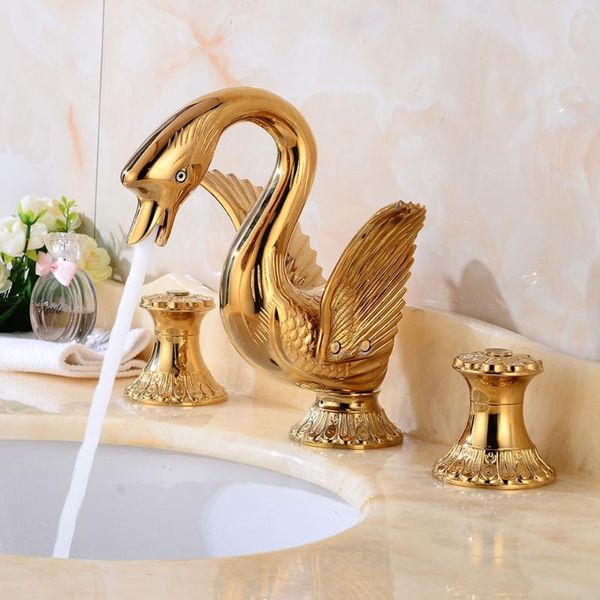 

bathroom sink faucets basin faucet antique golden and crystal mixer dual handle deck mounted 3 hole cold water tap