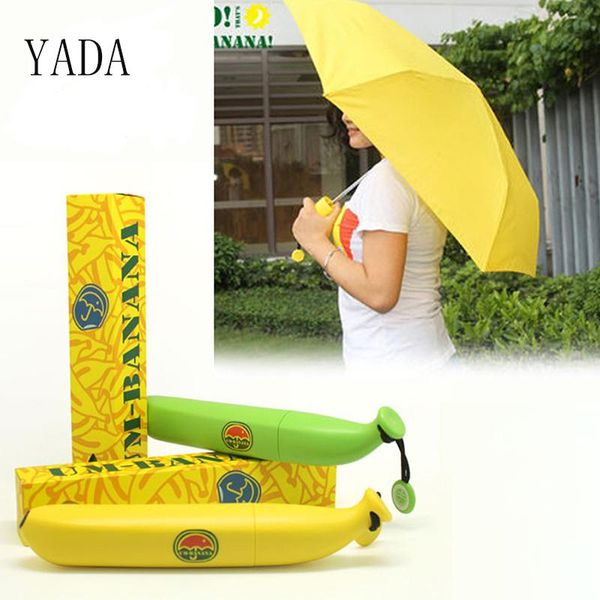 

umbrellas yada fashion mini banana umbrella parasol rainy creative fruit folding for women men uv windproof yd200027
