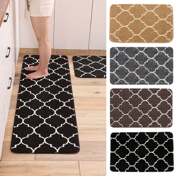 

bath mats 2pcs/set kitchen mat carpet set microfiber moroccan trellis soft non-slip doormats rug runner entrance door waterproof
