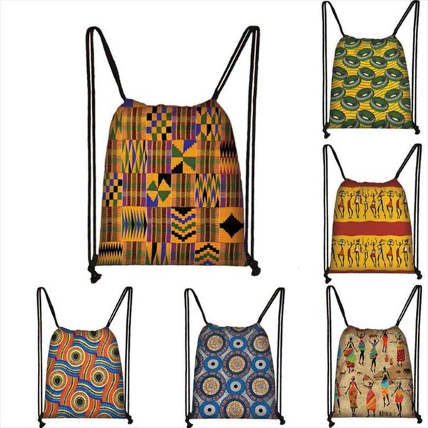 

african dance silhouette drawstring bag printed daypack afro girls travel small backpack beach pouch kids storage
