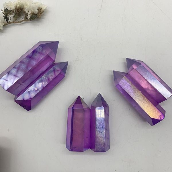 

40-50mm purple titanium aura lemurian obelisk crystal wand point healing tower crystals and stones decorative objects & figurines