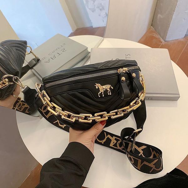 

wasit bags for women thick chain women's crossbody bag 2020 winter new lady chest pack leather shoulder bags