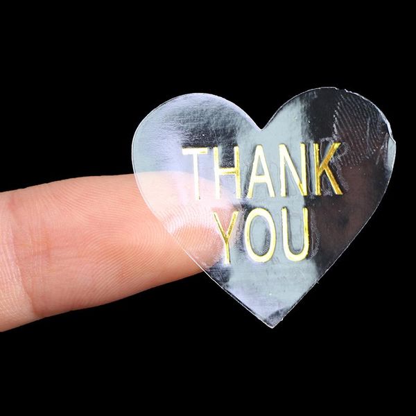 

100pcs transparent stamp thank you handmade with love seal sticker self-adhesive stickers diy gifts baking package label gift wrap