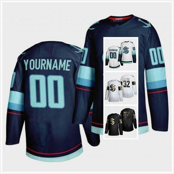 

2021 season kraken hockey jersey seattle custom s-4xl new team 32th any name number home road blank men women youth jerseys, Black;red