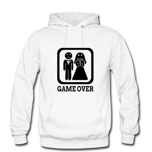 

men's hoodies & sweatshirts game over bride groom bachelor bachelorette party marriage wedding gift men cotton fleece hooded sw, Black