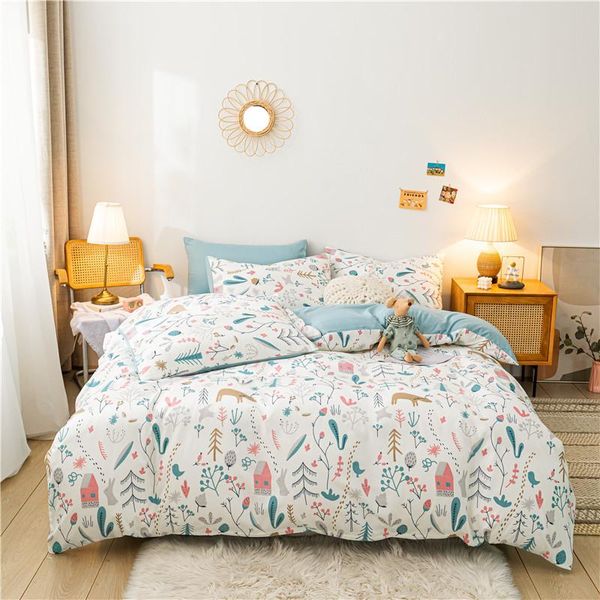 

bedding sets printed bed sheet 3/4 pcs set single double extra soft and comfortable bedsheet pillowcase can be used all year round ps
