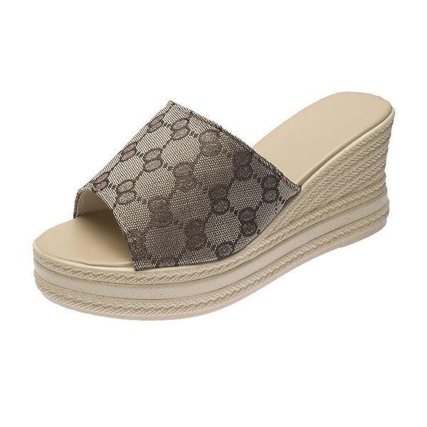 

sandals female slippers summer fashion wear room with all-match muffin bottom slope thick soled tide shoes woman, Black