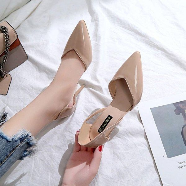 

dress shoes 2021 fashion women pointed toe pumps pu high heels wedding zapatos mujer for, Black