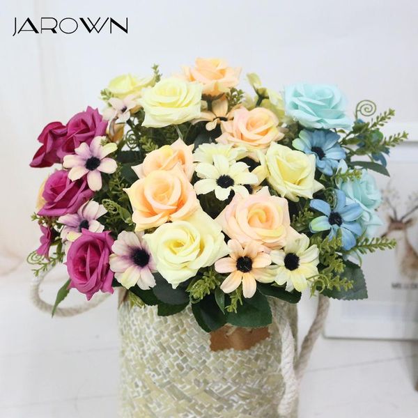 

simulation rose bouquet artificial silk flowers fake flower art decoration for wedding home office deskplacement decorative & wreaths