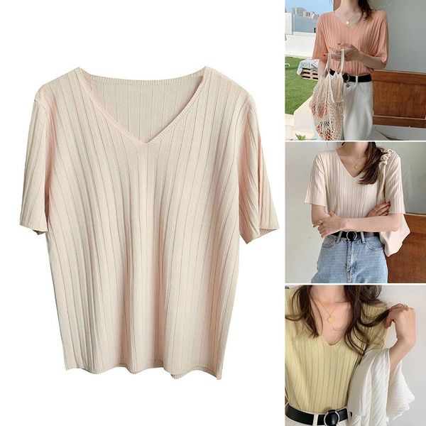 

ethnic clothing summer pure ice silks striped design short sleeves thin loose inner base shirt for women girl bmf88, Red