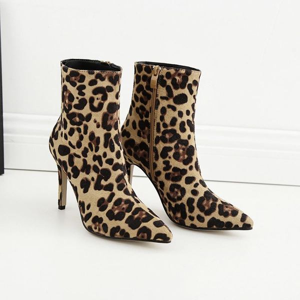 

boots high comfortable ankle leopard print short super, Black