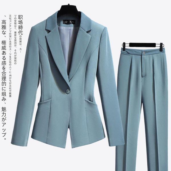 

women's two piece pants women 2021 spring autumn set office ladies suit business party one button blazer+pants two-piece elegant work w, White