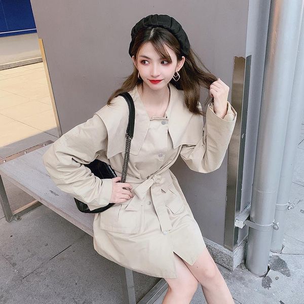 

women's wool & blends cmaz autumn and winter navy style doll collar small coat high-end elegant trench, Black