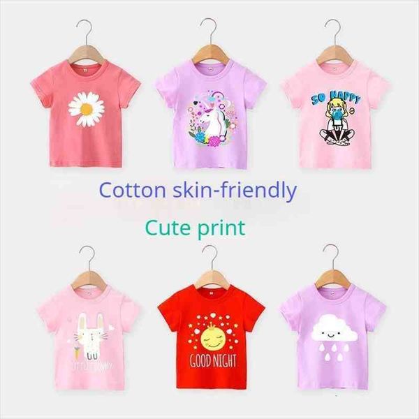

summer baby girl cartoon short sleeves t shirt children boys white tees kids cotton for girls clothes 3 8y, Blue