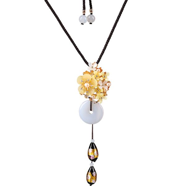 

xianlan405 peace clasp agate pendant sweater chain long contracted the buckwheat ornament deserve to act the role of necklace, qiu, Silver