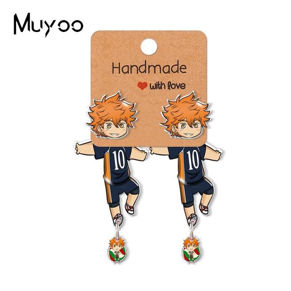

stud 2021 anime haikyuu hinata shoyo yu nishinoya tobio kageyama love volleyball epoxys acrylic earrings handcraft, Golden;silver