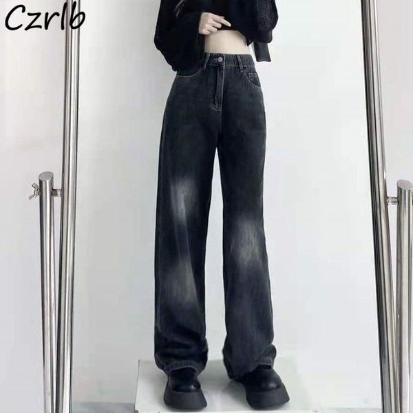 

women's jeans women fashion contrast color full length trousers casual all-match minimalist loose simple daily streetwear cozy, Blue