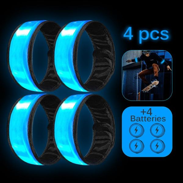 

led armband slap flashing reflective safety light-up glow sports bracelet for night running jogging cycling wrist support, Black;red