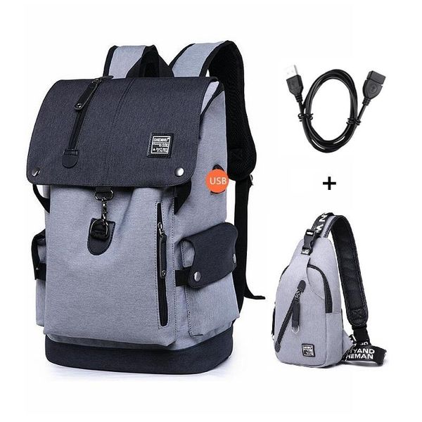 

backpack men's lapbag charging usb multi-layer travel space male anti-theft casual shoulder mochila unisex