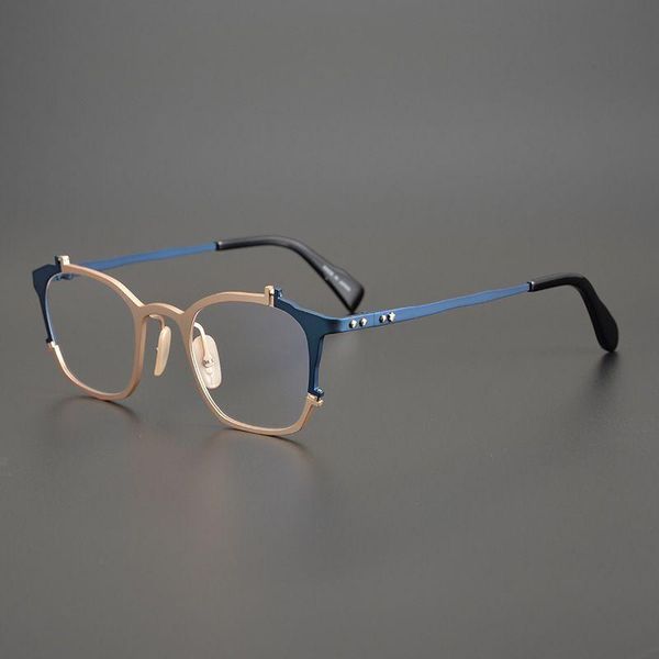 Óculos de sol da moda enquadra os óculos de titânio feitos à mão, moldura redonda de moldura vintage super classes de alta qualidade de alta qualidade femininas miopia oc OC