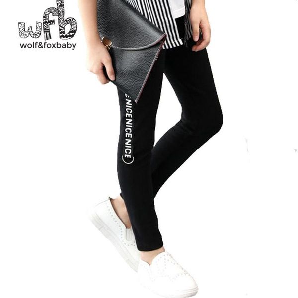 

trousers retail 3-10 years cotton children's leggings letter bar iron ring girls casual pants spring fall autumn, Blue