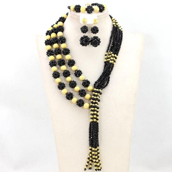 

earrings & necklace orange handmade bead balls african wedding set long pendant costume jewelry sets for women qw1069, Silver