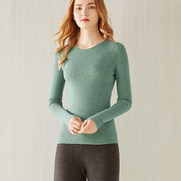 

women's sweaters worsted cashmere sweater round collar spring and summer knitwear base versatile simple slim, White;black
