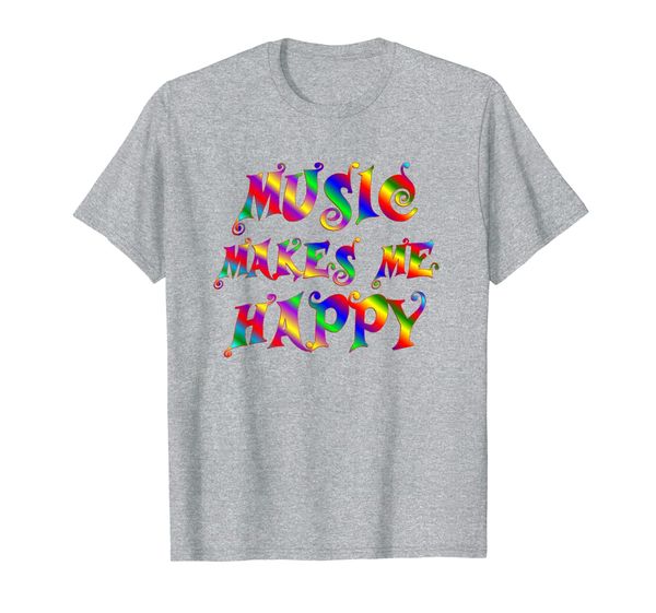 

music makes me happy t-shirt, White;black